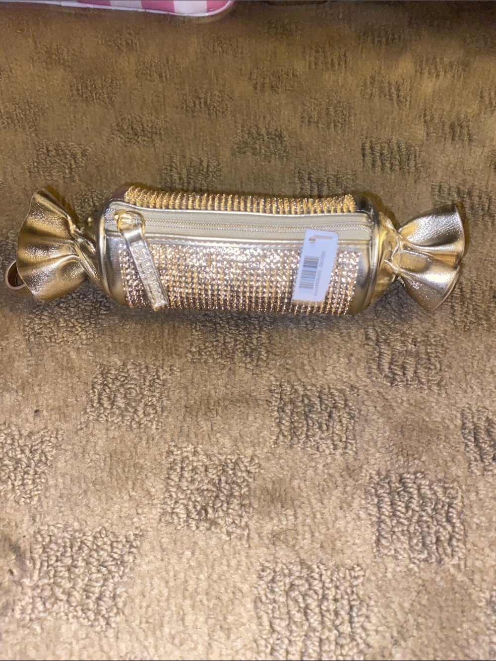 Bath & Body Works Gold Rhinestone Candy-Shaped Cosmetic Pouch